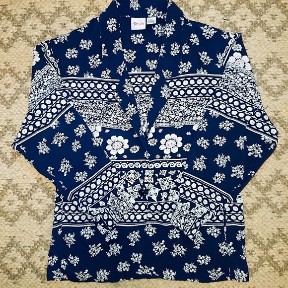 1990s Floral Paisley Vintage Tanjay Blouse - Picture 1 of 2